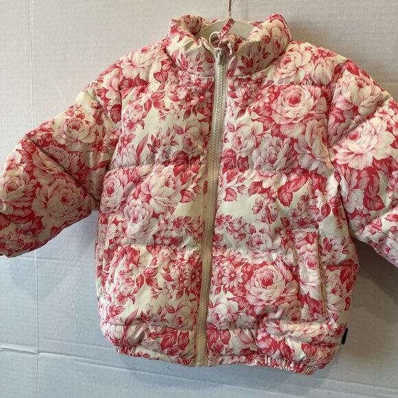 Girl - 3 - Rock Your Kid Pink Floral Puffer Coat - Picture 5 of 5